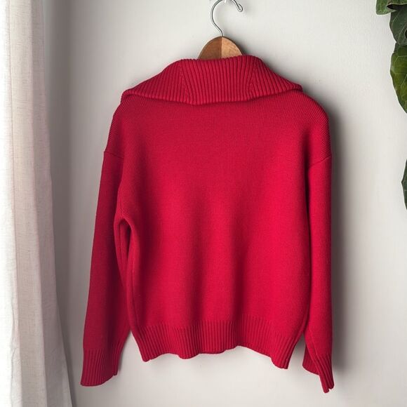 Anthropologie English Factory Red Half Zip Heavyweight Long Sleeve Pullover - Picture 6 of 9